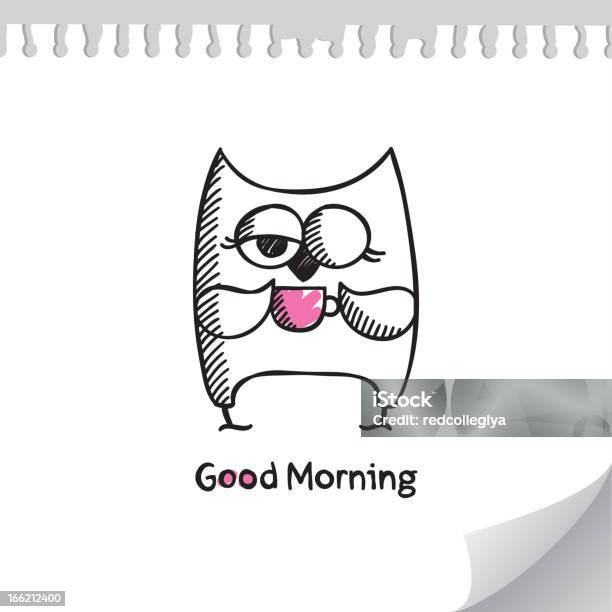 Owl And Cup Of Coffee Vector Eps 10 Stock Illustration - Download Image Now - Owl, Turning, Animal Body Part