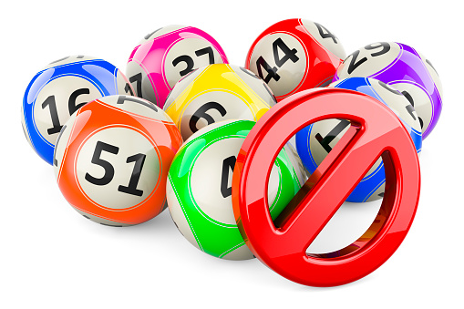 Lotto balls with forbidden symbol. 3D rendering isolated on white background