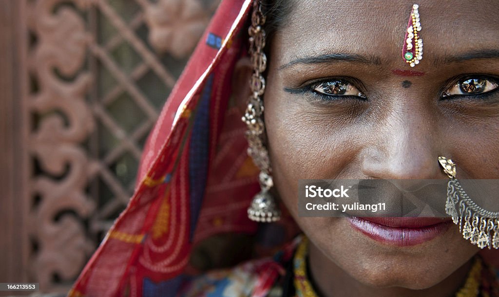 rajasthan in India Ritratto di donna close-up tradizionale abito rajasthan - Foto stock royalty-free di Donne