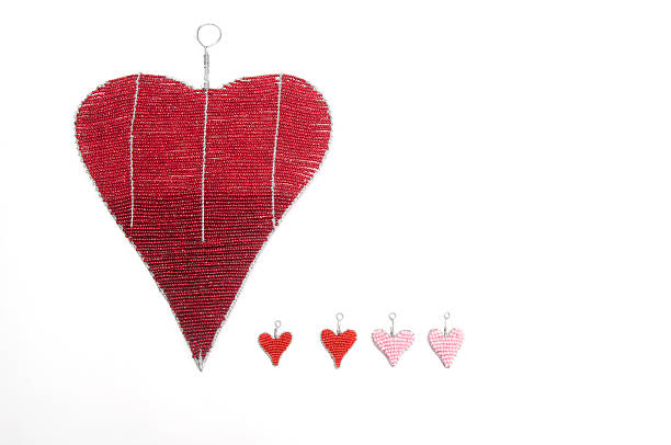 istock Beaded big red heart with small ones on the bottom 166214013