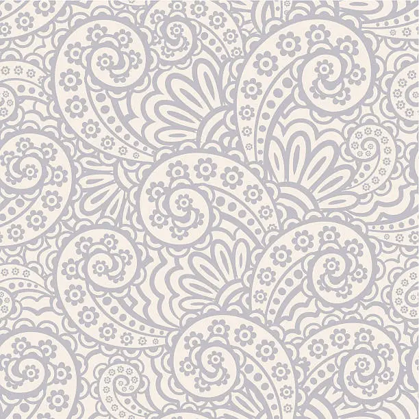 Vector illustration of Seamless gray and white paisley pattern
