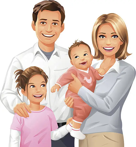 Vector illustration of Family of Four