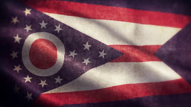American State Closeup of grunge Ohio waving flag loopable stock video