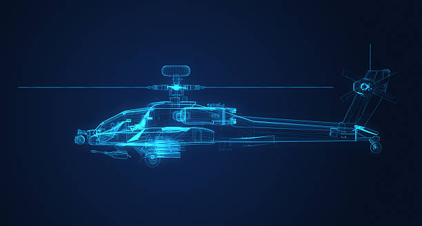 3 d 철조망 프페임 스케치 of 아파치족 헬리콥터 - transport helicopter 뉴스 사진 이미지