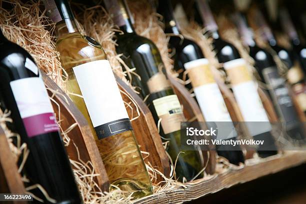 Closeup Shot Of Wineshelf Stock Photo - Download Image Now - Wine, Wine Bottle, Box - Container