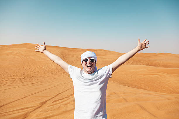 istock Happy tourist in Safari Desert 166224169
