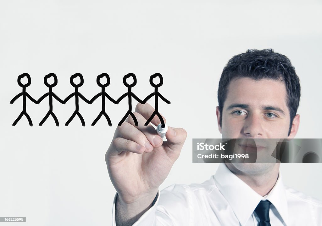 Бизнесмен рисунок человек на экране - Стоковые фото Бизнес стратегия роялти-фри