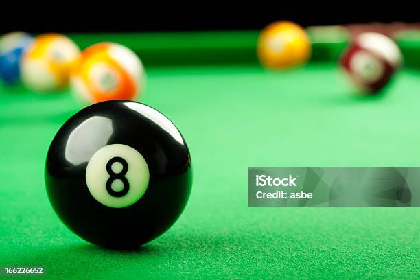 Eight Ball On Pool Table Stock Photo - Download Image Now - Number 8, Pool - Cue Sport, Group Of Objects