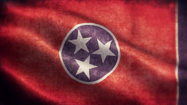 American State Closeup of grunge Tennessee waving flag loopable stock video