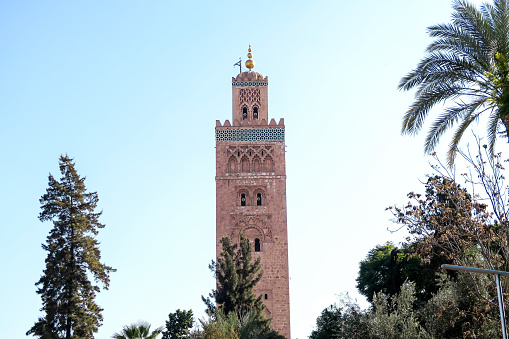 minaret of mosque in marrakech, beautiful photo digital picture