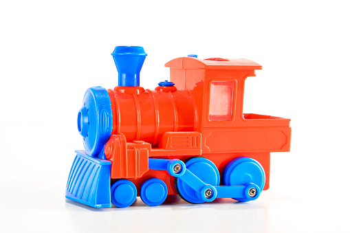 Close-up of toy train Object on a White Background