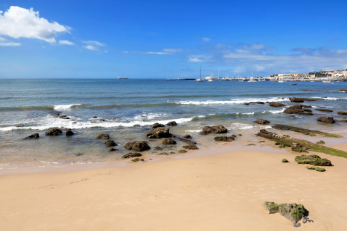 Beautiful sandy beach in Cascais, Portugal