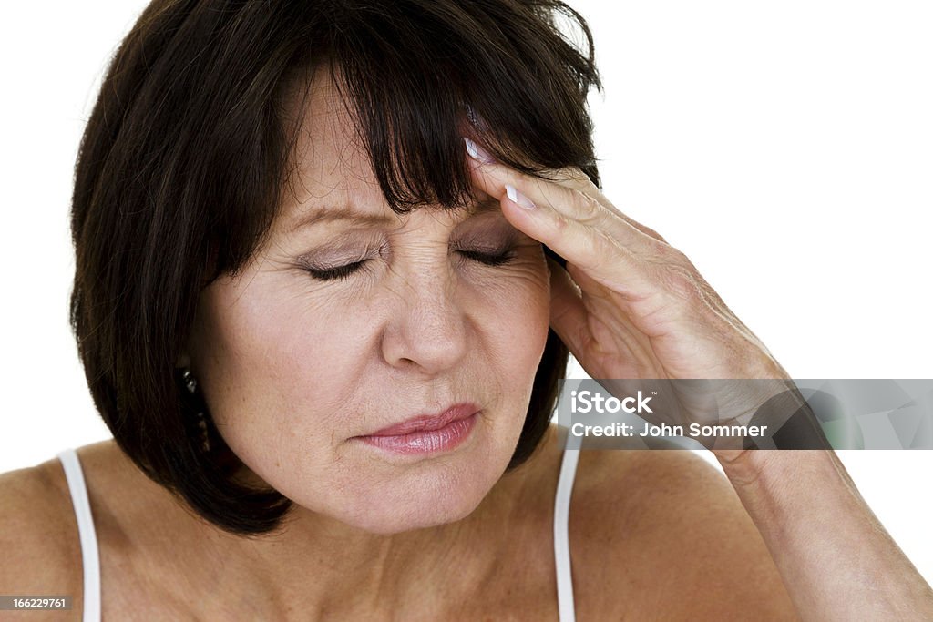 Kobieta z ból głowy - Zbiór zdjęć royalty-free (50-54 lata)