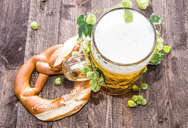 istock Mug of Beer and Pretzels 166230297
