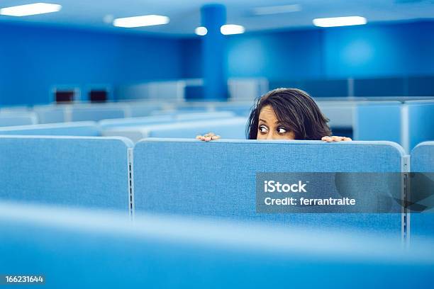 Office Worker Hiding Stock Photo - Download Image Now - Office, Hiding, Humor