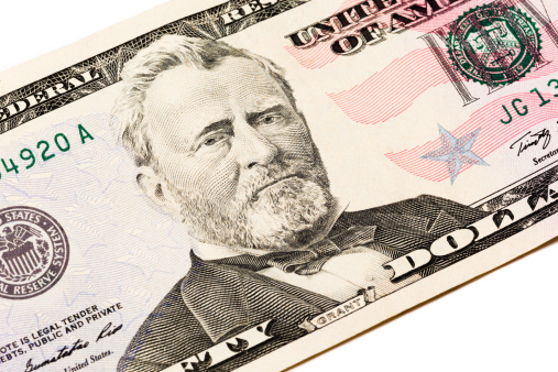 Ulysses Grant portrait on fifty dollar bill