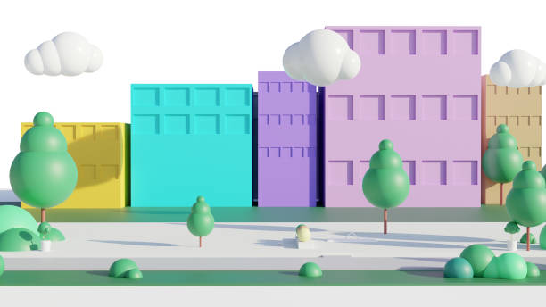 istock 3d Color city background. blue sky. 1662320926