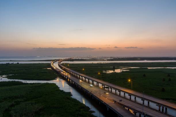 Queen Isabella Causeway connecting South Padre Island and Port Isabel. Texas, USA