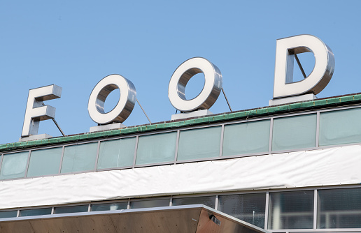 Food sign on top of building