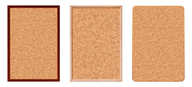 ilustrações de stock, clip art, desenhos animados e ícones de set of cork noticeboards with texture in frame - bulletin board backgrounds thumbtack cork