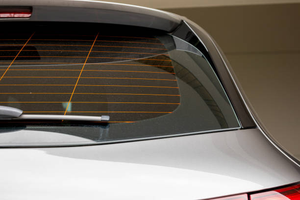 istock Back view of gray car window for sticker mockup 1662336845