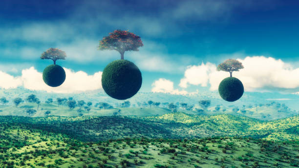 Fanstasy landscape with flying tree islands