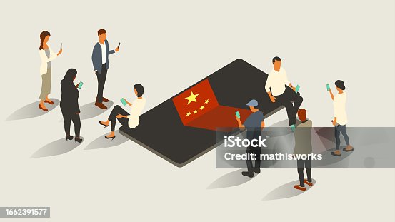 istock Chinese flag on phone 1662391577