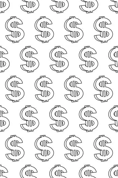 Vector illustration of Abstract contour dollar pattern