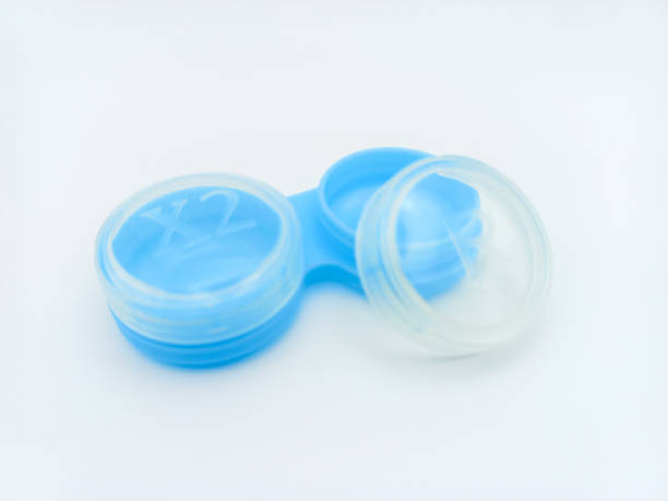 istock Light Blue Contact Lens Container Wite One Cap Open Isolated On White Background 1662433468