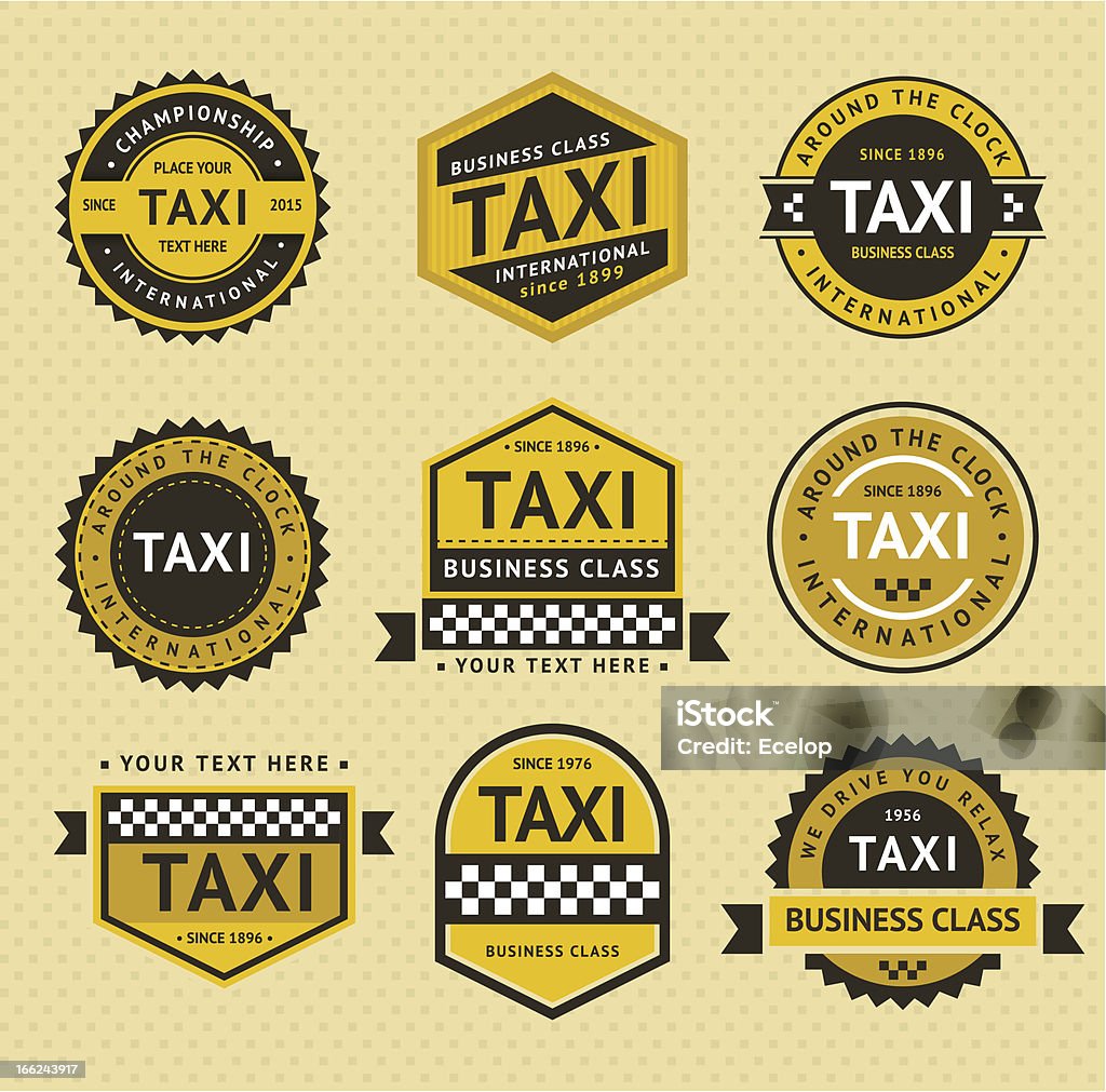 Такси символика, винтажный стиль - Векторная графика Такси роялти-фри