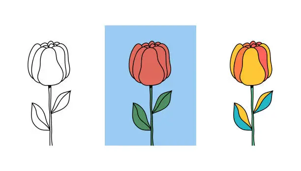 Vector illustration of Hand drawn flowers