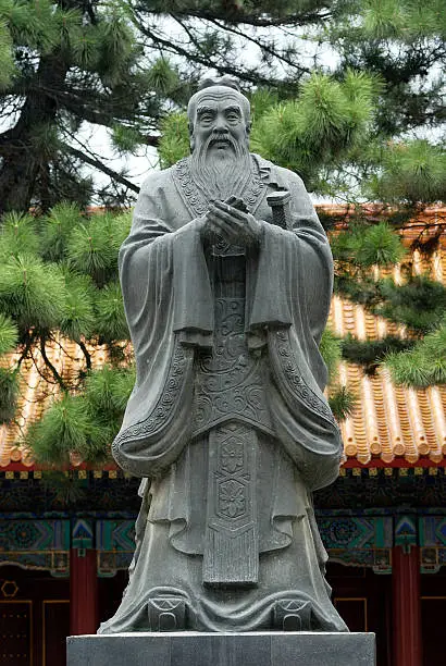 statue of Confucius, Confucius temple, Harbin, China.