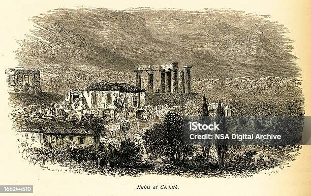 Ruines De Corinthe Grèce Vecteurs libres de droits et plus d'images vectorielles de Antique