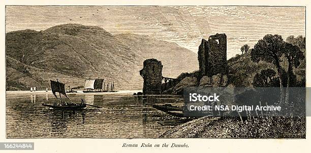 Ilustración de Ruinas Romanas En El Río Danubio Madera Antiguos y más Vectores Libres de Derechos de Roma Antigua