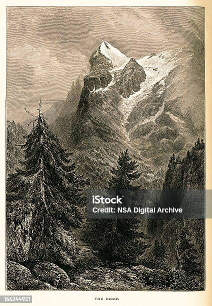 Ilustración de El Eiger Suiza Madera Antiguos y más Vectores Libres de Derechos de Montaña - Montaña, Grabado - Objeto fabricado, Grabado - Técnica de ilustración