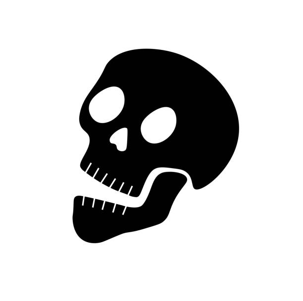 해골 실루엣 그림 - skull and crossbones toxic substance halloween human bone stock illustrations
