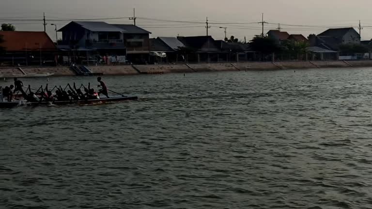 silhouette of a boat athlete practicing