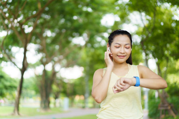 istock Woman have an outdoor exercise with smart gadget. 1662550392
