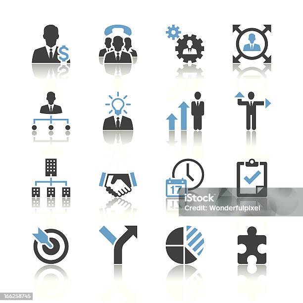 An Assortment Of Black And Blue Business Management Icons Stock Illustration - Download Image Now