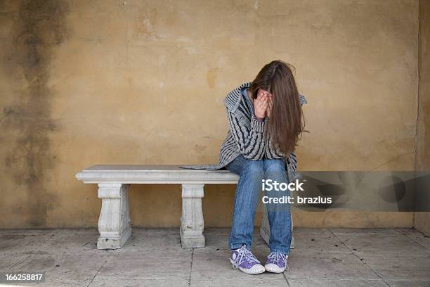 Lonely Woman Crying Stock Photo - Download Image Now - Adult, Adults Only, Bench