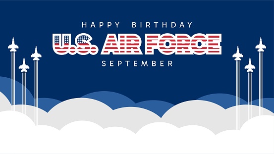 us air force anniversary with 3 layers cloud illustration and united states flag emblem