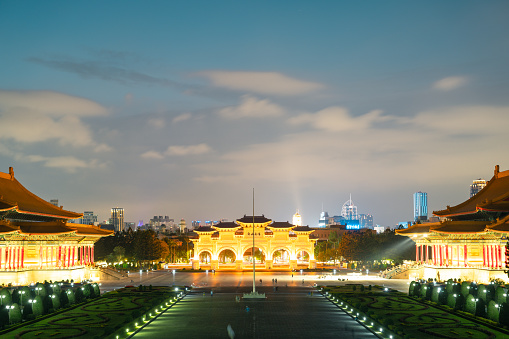Chiang Kai-Shek Memorial Hall Liberty Square sunset view in Taipei, Taiwan