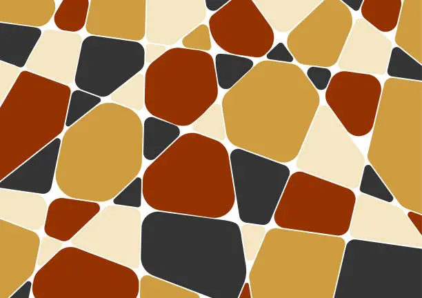 Vector illustration of Abstract marble organic shapes in dark blue yellow and brown on a white background.