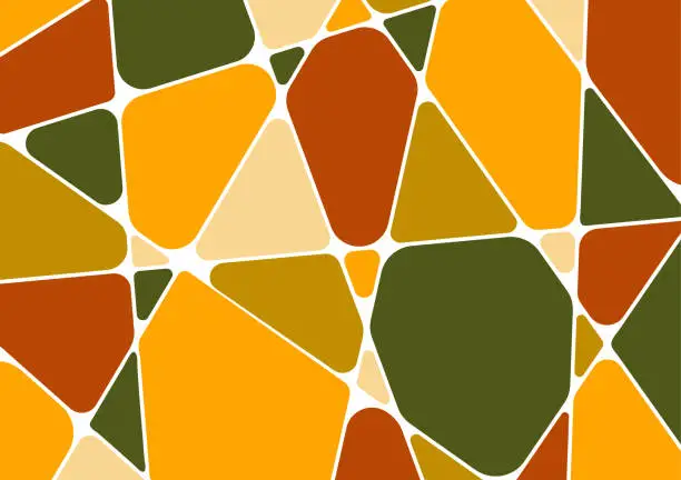 Vector illustration of Abstract marble organic shapes in orange yellow and green on a white background for autumn pattern.