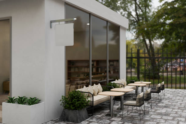 istock A modern and comfortable cafe or restaurant outdoor seating area with a greenery atmosphere. 1662672320