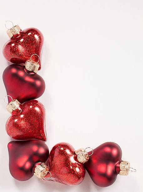 istock Frame of heart shape Christmas baubles 166267338