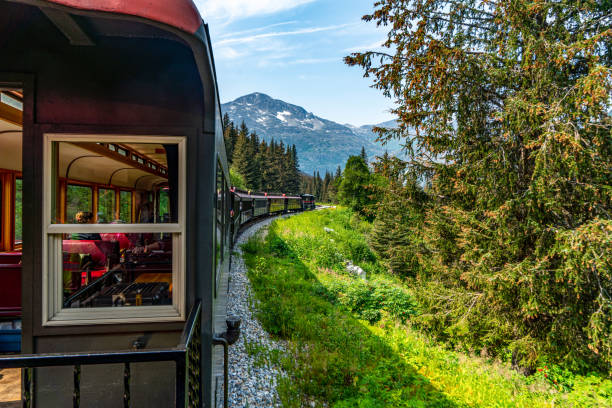 istock White Pass Summit excursion tour train in the mountains, Alaska, USA. 1662675287