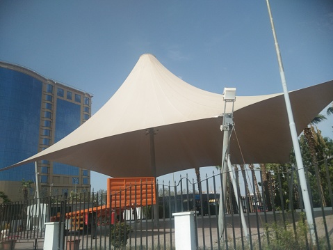 The tent view in the car showroom of the city