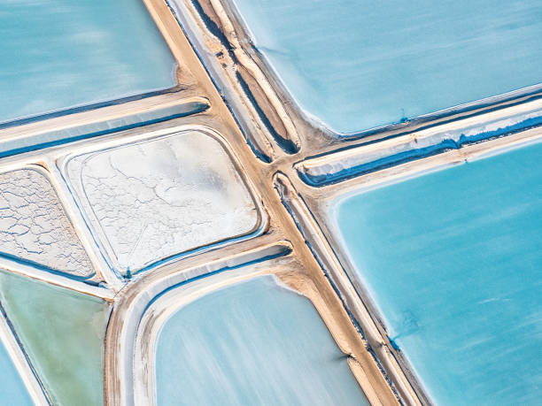 istock Abstract aerial view of salt mining 1662677826