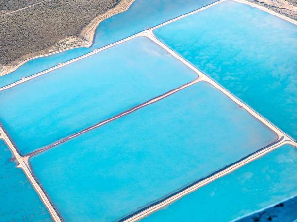 istock Abstract aerial view of salt mining 1662677832